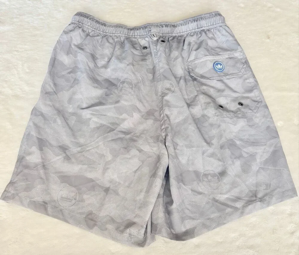 Peter Millar Men’s S Gray Camo Swim Trunks Board Shorts Crown Logo
